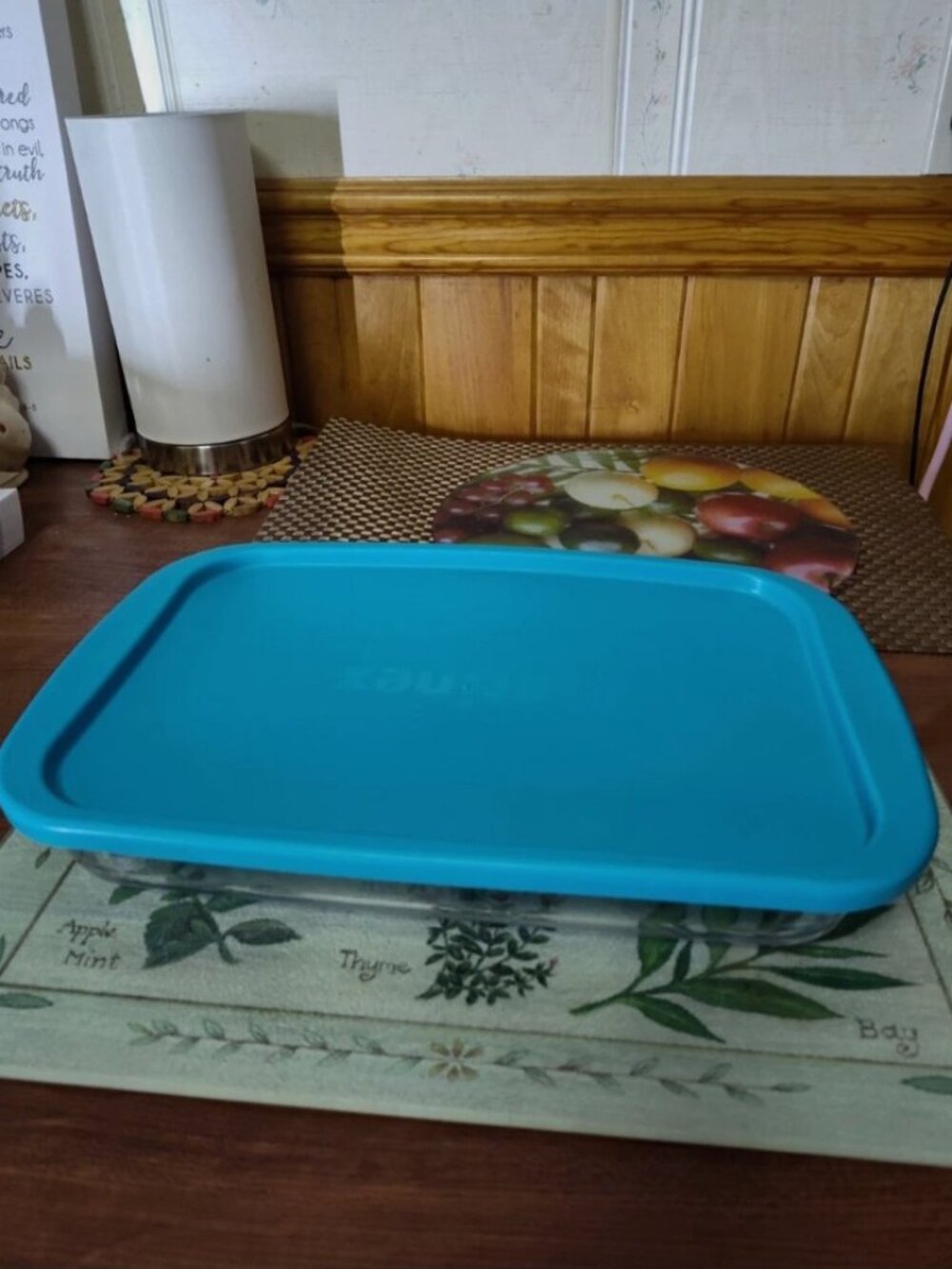 Marinex Clear Glass Food Storage Baking Dish Blue Snap Lid 13 1/2 x 8 1/4"